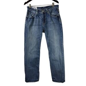 John B. Stetson Mens Straight Leg Jeans‎ Blue Medium Wash Embroidered Pockets